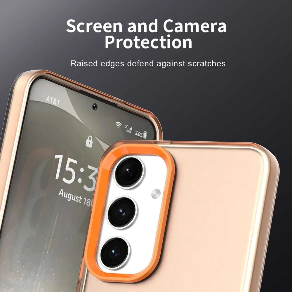 For Samsung Galaxy S25 / S24 Case PC+TPU+PET Matte Anti-Drop Phone Back Cover - Orange - 7