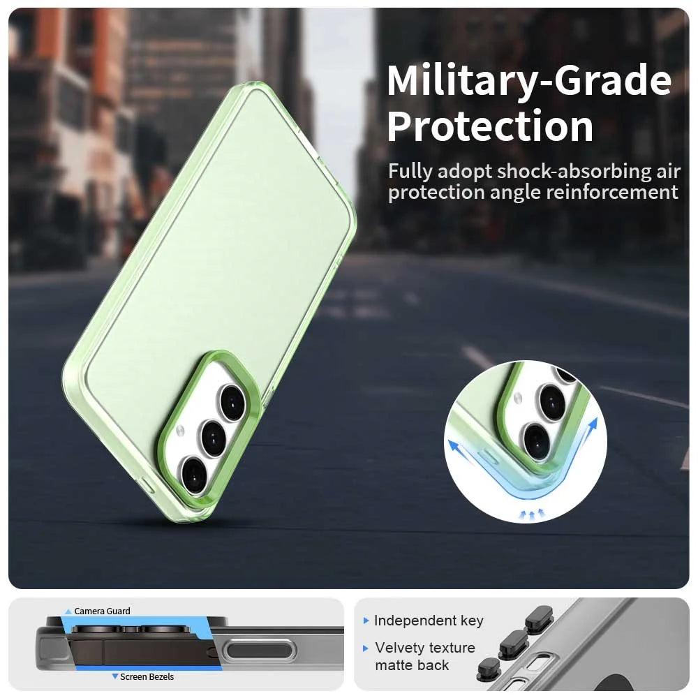 For Samsung Galaxy S25+ / S24+ Case PC+TPU+PET Matte Anti-Drop Phone Back Cover - Green - 2