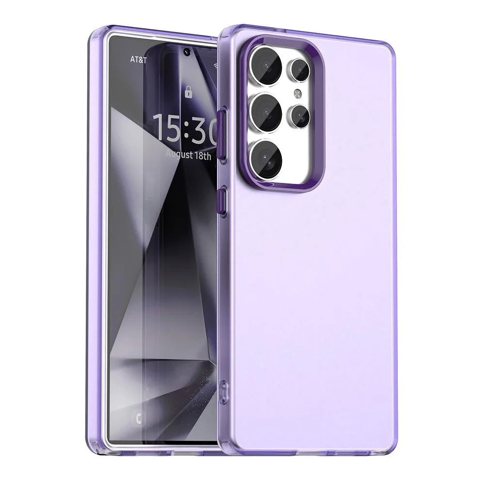 For Samsung Galaxy S25 Ultra Case PC+TPU+PET Matte Anti-Drop Phone Back Cover - Purple - 1