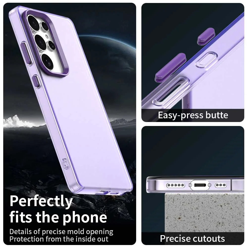 For Samsung Galaxy S25 Ultra Case PC+TPU+PET Matte Anti-Drop Phone Back Cover - Purple - 3