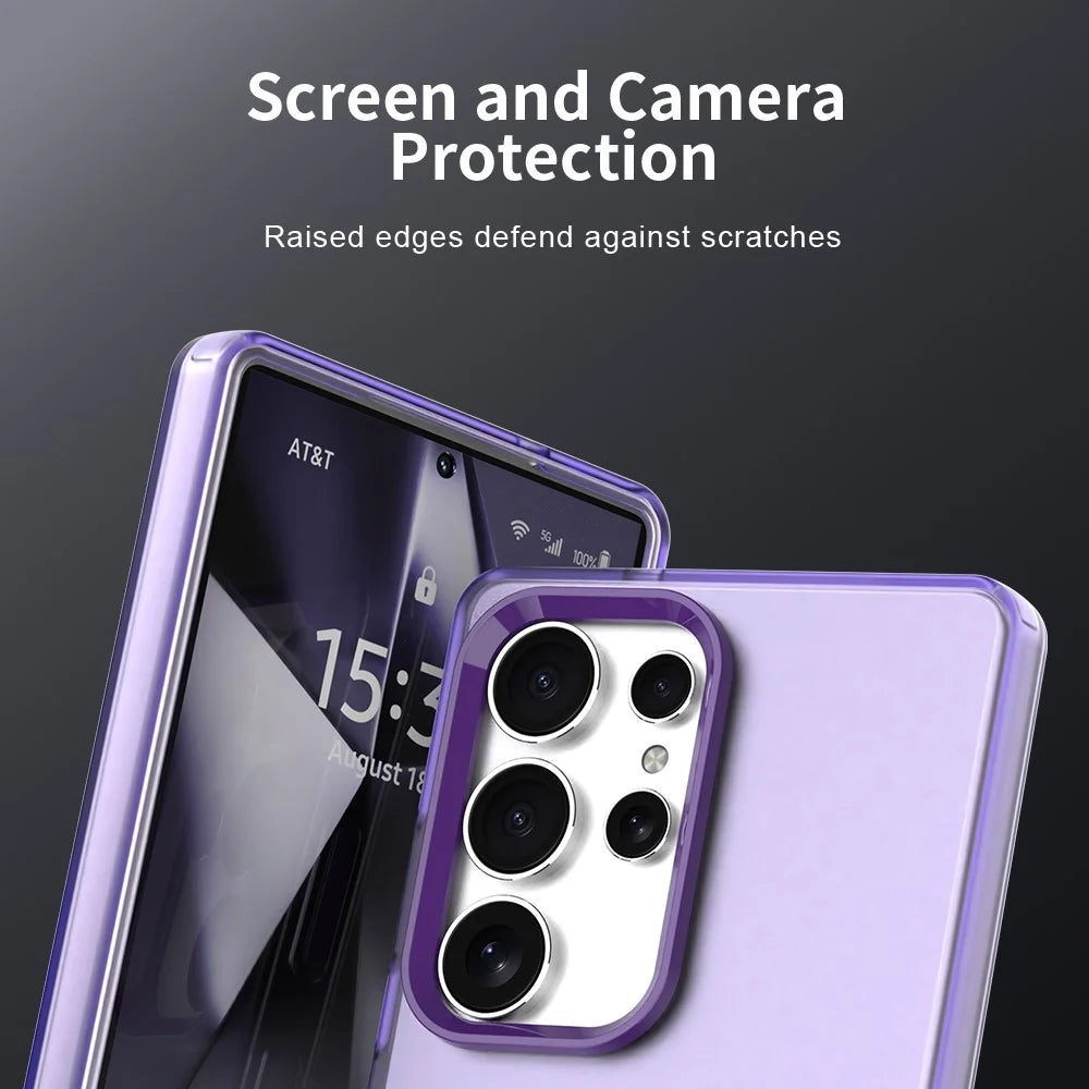 For Samsung Galaxy S25 Ultra Case PC+TPU+PET Matte Anti-Drop Phone Back Cover - Purple - 7