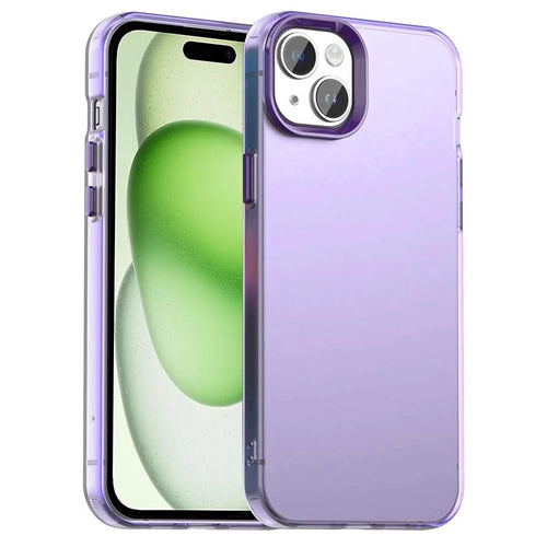 For iPhone 15 Case PC+TPU+PET Matte Anti-Drop Phone Back Cover - Purple - 1