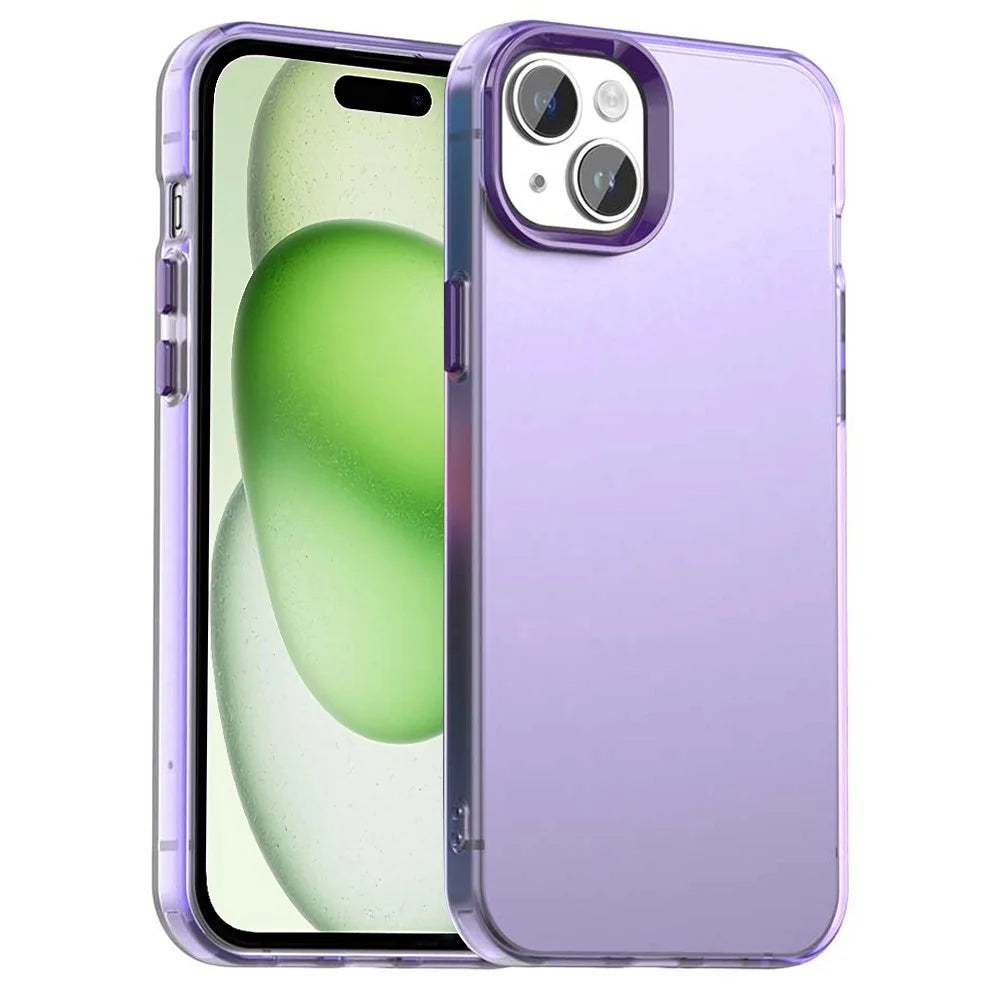 For iPhone 15 Case PC+TPU+PET Matte Anti-Drop Phone Back Cover - Purple - 1