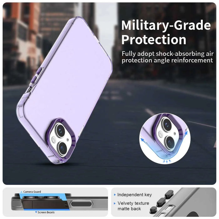 For iPhone 15 Case PC+TPU+PET Matte Anti-Drop Phone Back Cover - Purple - 2