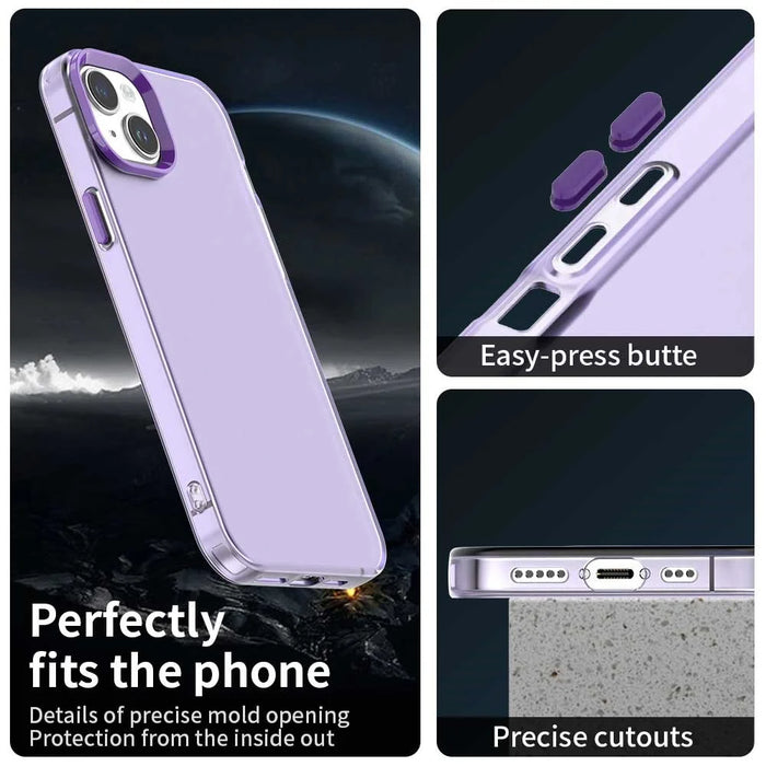 For iPhone 15 Case PC+TPU+PET Matte Anti-Drop Phone Back Cover - Purple - 3