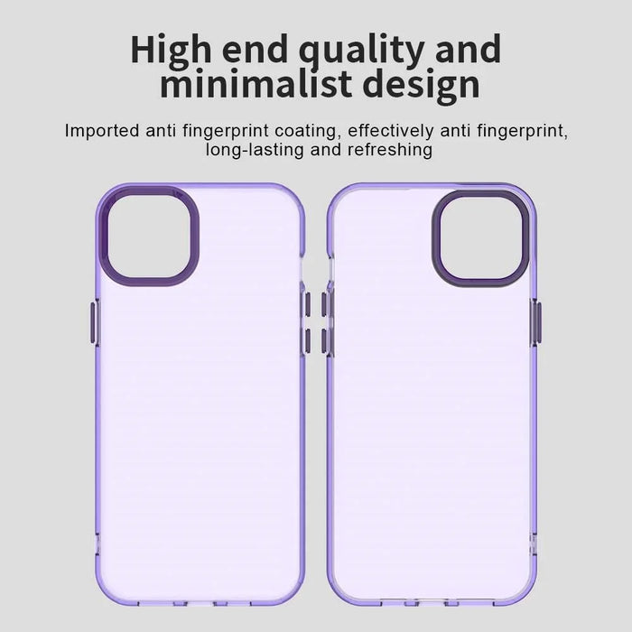 For iPhone 15 Case PC+TPU+PET Matte Anti-Drop Phone Back Cover - Purple - 6
