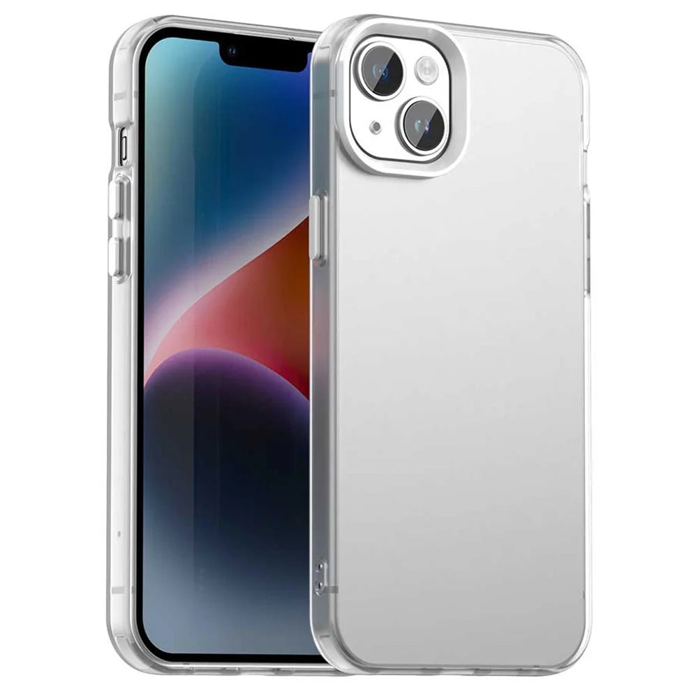 For iPhone 15 Plus / 14 Plus Case PC+TPU+PET Matte Anti-Drop Phone Back Cover - White - 1