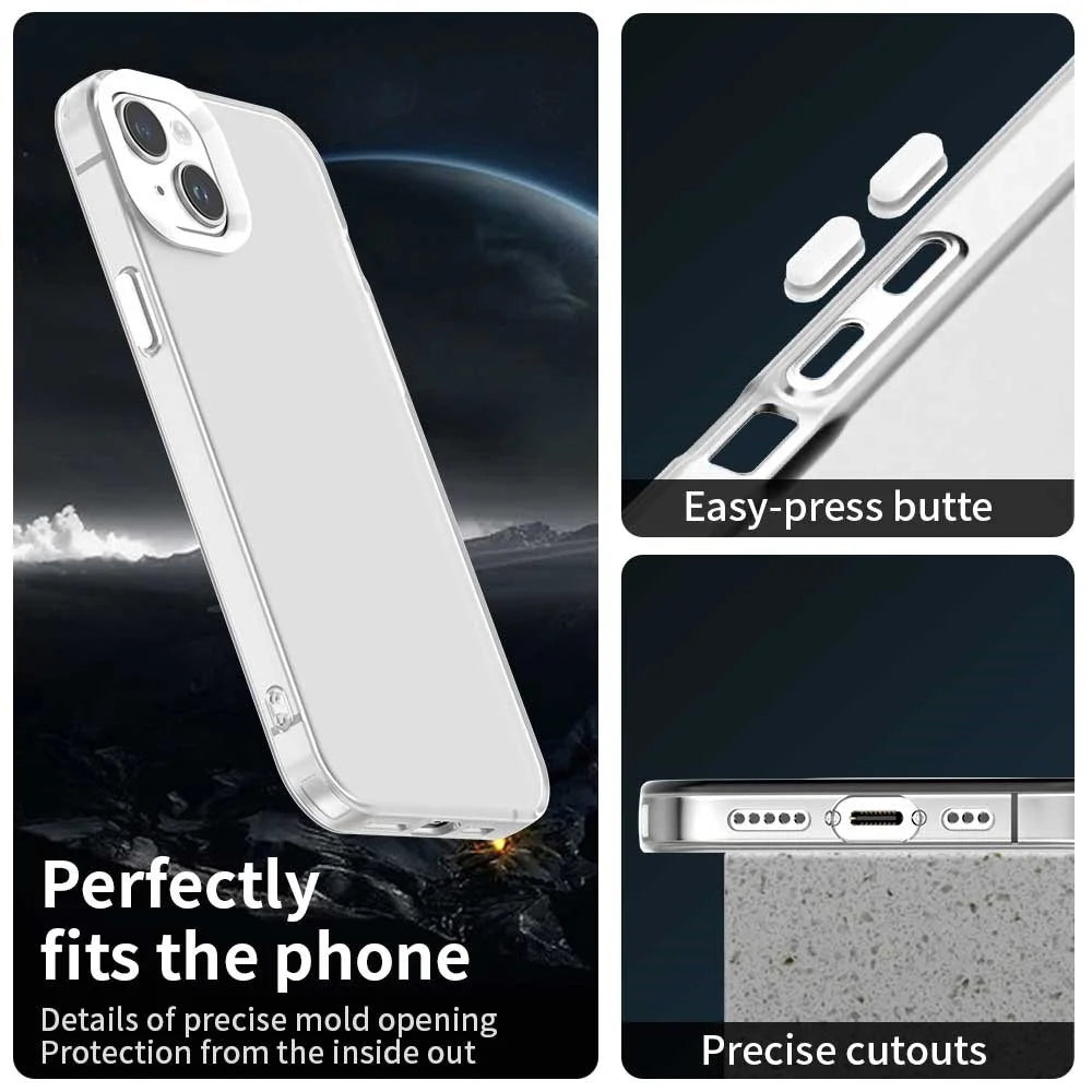 For iPhone 15 Plus / 14 Plus Case PC+TPU+PET Matte Anti-Drop Phone Back Cover - White - 3
