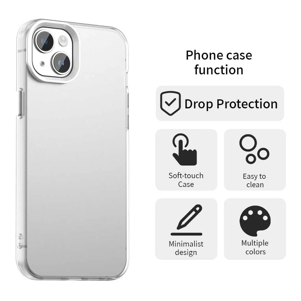 For iPhone 15 Plus / 14 Plus Case PC+TPU+PET Matte Anti-Drop Phone Back Cover - White - 4