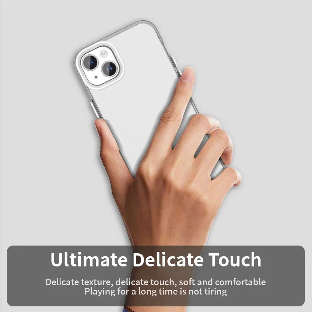 For iPhone 15 Plus / 14 Plus Case PC+TPU+PET Matte Anti-Drop Phone Back Cover - White - 5