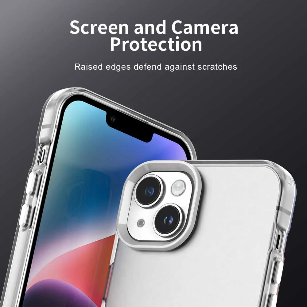 For iPhone 15 Plus / 14 Plus Case PC+TPU+PET Matte Anti-Drop Phone Back Cover - White - 6