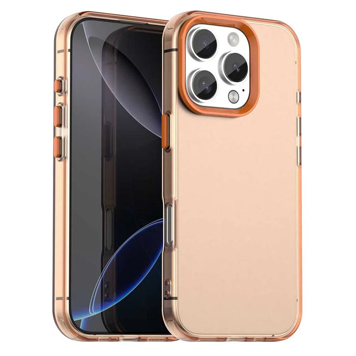 For iPhone 16 Pro Case PC+TPU+PET Matte Anti-Drop Phone Back Cover - Orange - 1