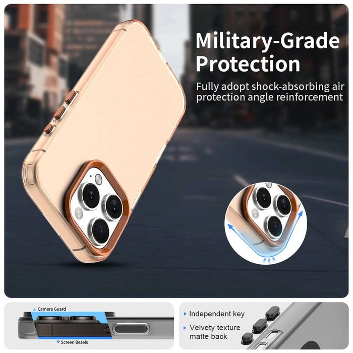 For iPhone 16 Pro Case PC+TPU+PET Matte Anti-Drop Phone Back Cover - Orange - 2