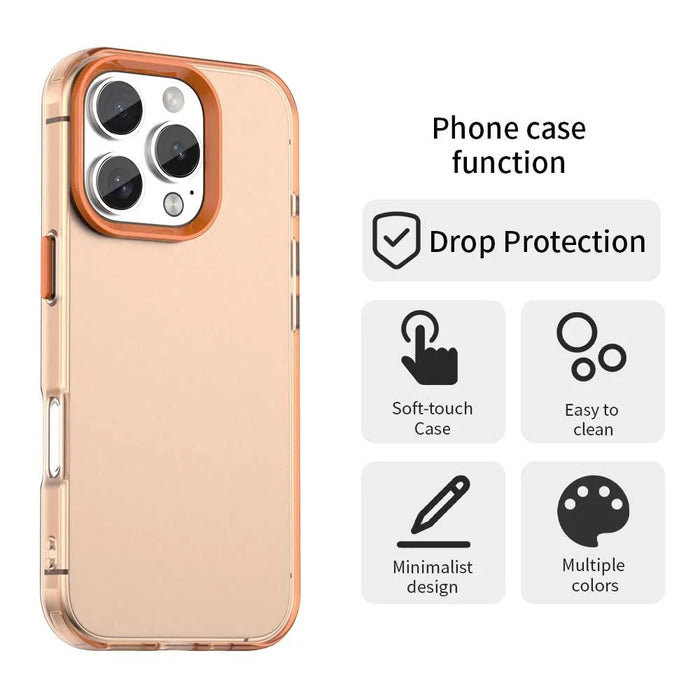 For iPhone 16 Pro Case PC+TPU+PET Matte Anti-Drop Phone Back Cover - Orange - 4