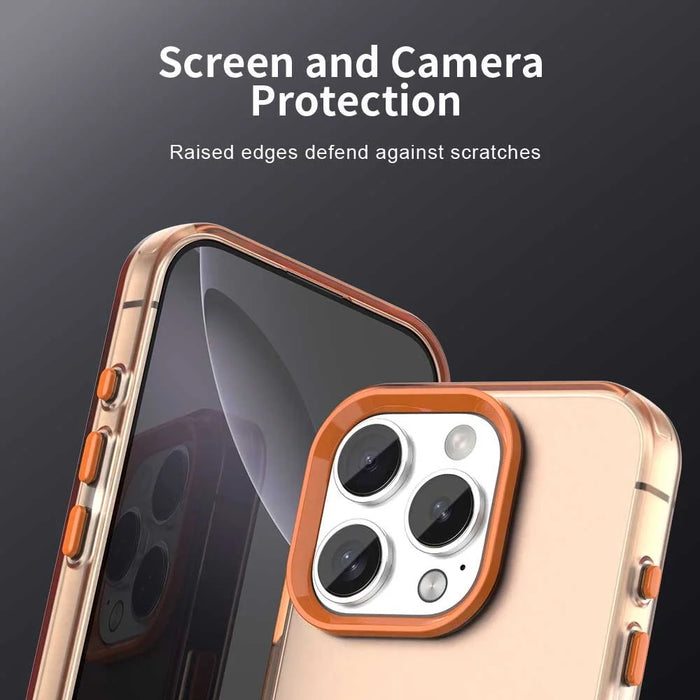 For iPhone 16 Pro Case PC+TPU+PET Matte Anti-Drop Phone Back Cover - Orange - 6