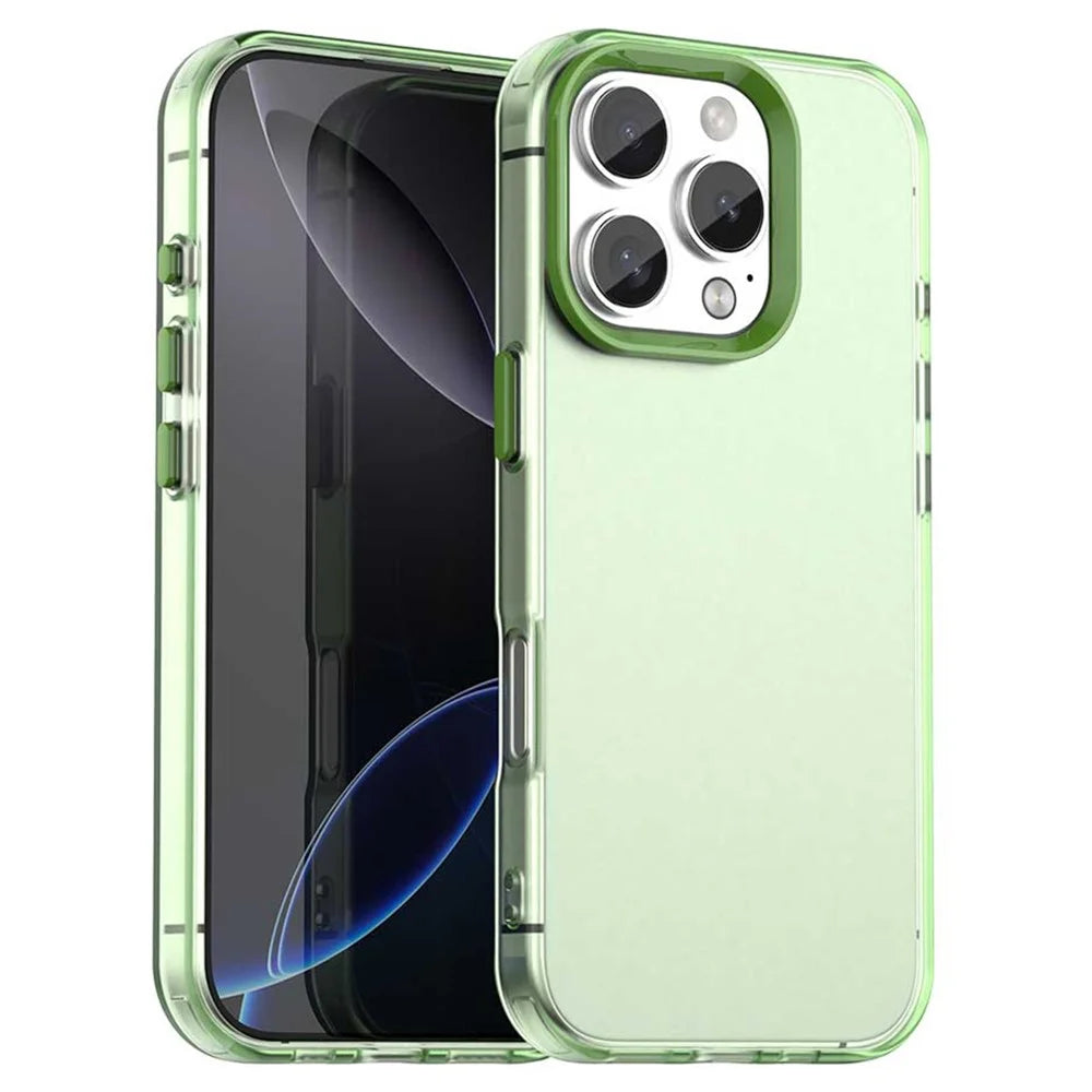 For iPhone 16 Pro Max Case PC+TPU+PET Matte Anti-Drop Phone Back Cover - Green - 1