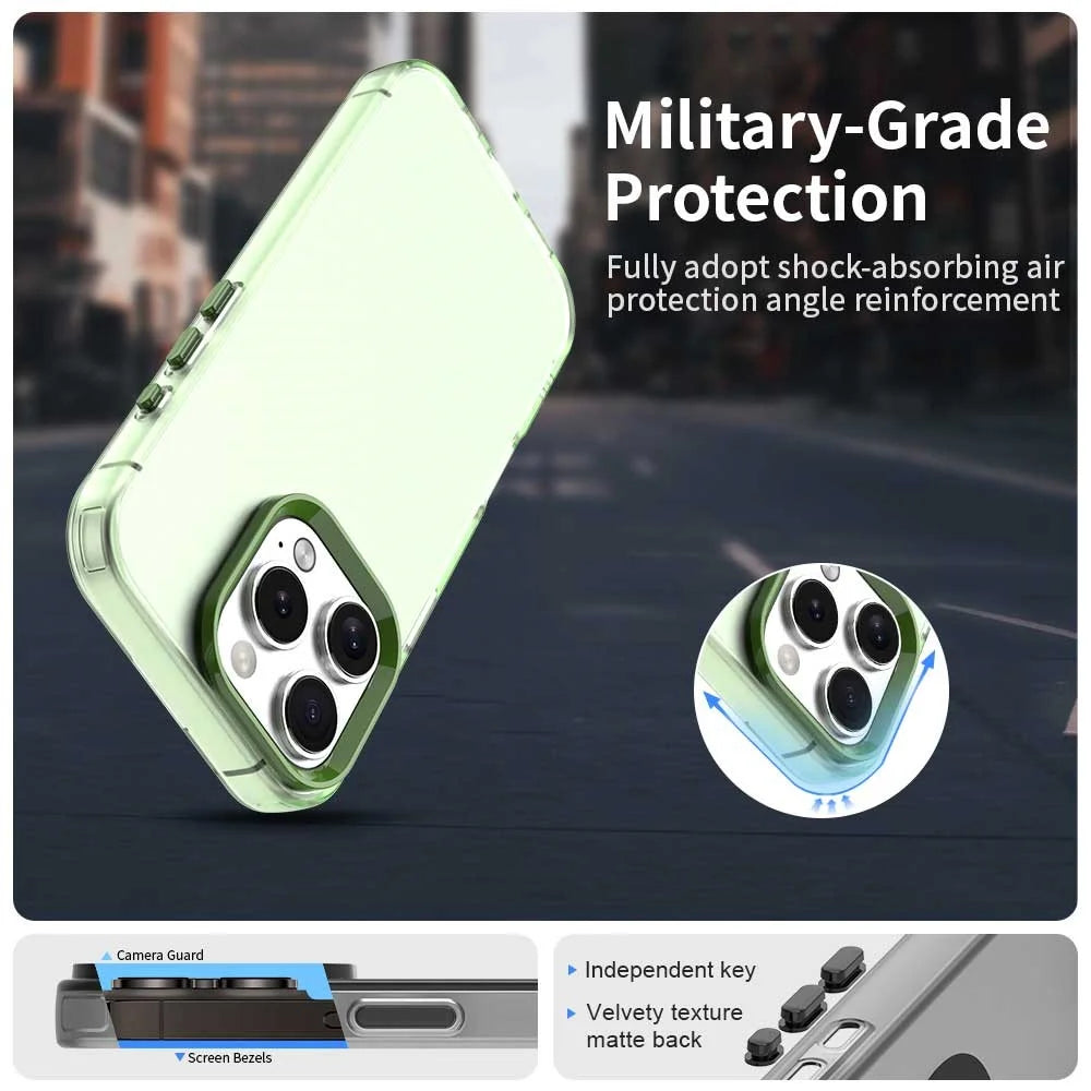 For iPhone 16 Pro Max Case PC+TPU+PET Matte Anti-Drop Phone Back Cover - Green - 2