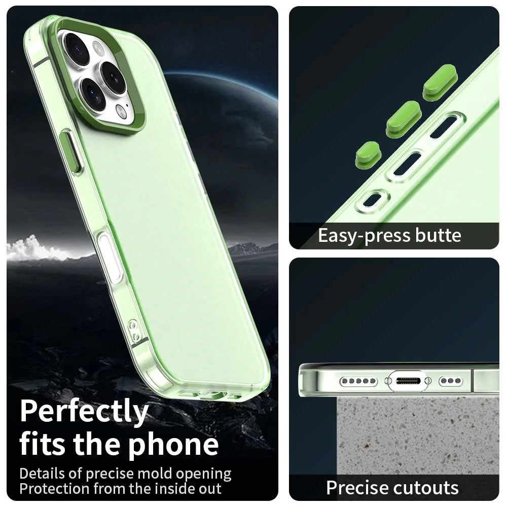 For iPhone 16 Pro Max Case PC+TPU+PET Matte Anti-Drop Phone Back Cover - Green - 3