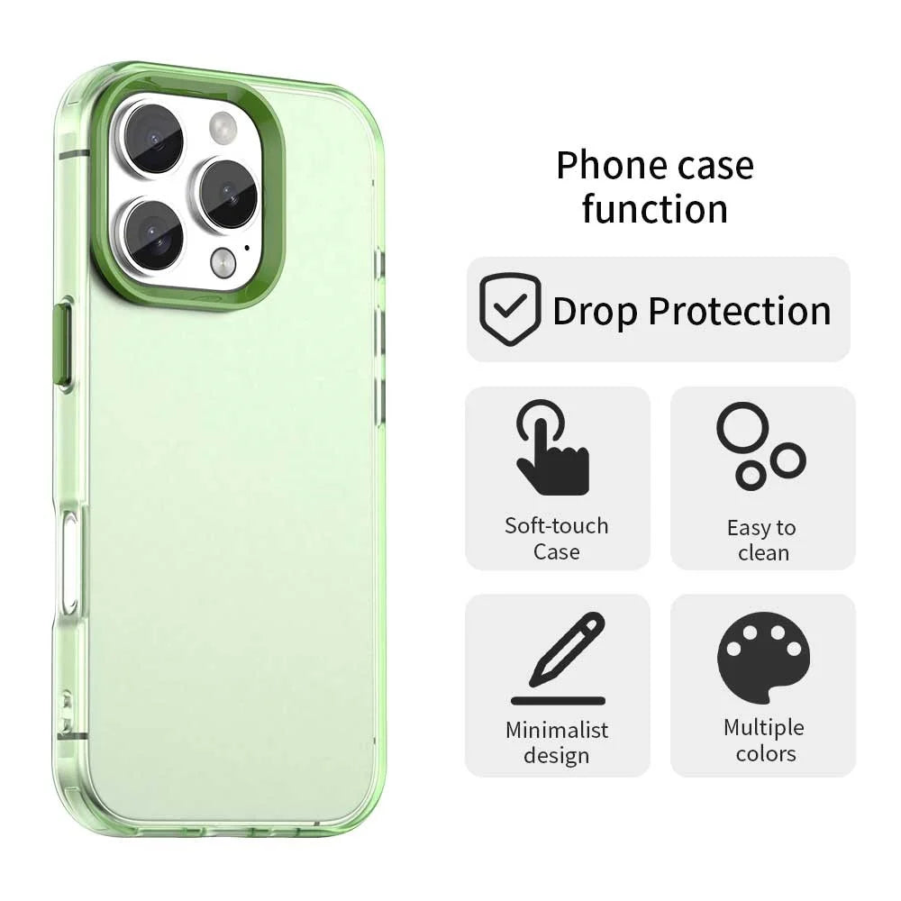 For iPhone 16 Pro Max Case PC+TPU+PET Matte Anti-Drop Phone Back Cover - Green - 4