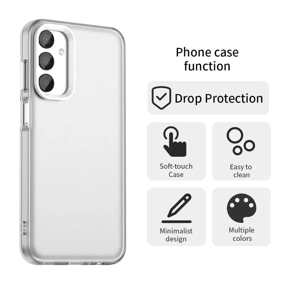 For Samsung Galaxy A05s 4G / M14 4G / F14 G4 Case PC+TPU+PET Matte Anti-Drop Phone Back Cover - White - 4