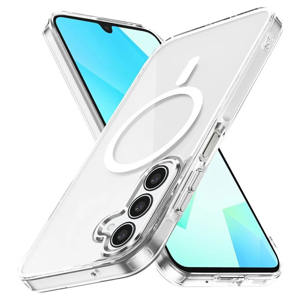 For Samsung Galaxy A16 4G / 5G Magnetic Case TPU+PC Transparent Phone Cover - Transparent - 1