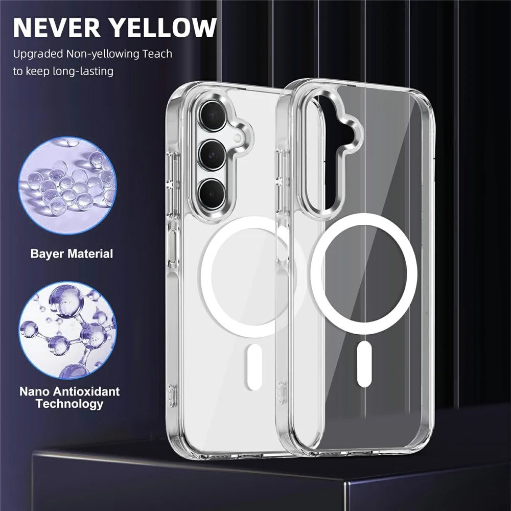 For Samsung Galaxy A16 4G / 5G Magnetic Case TPU+PC Transparent Phone Cover - Transparent - 2