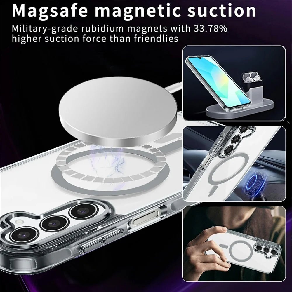 For Samsung Galaxy A16 4G / 5G Magnetic Case TPU+PC Transparent Phone Cover - Transparent - 3