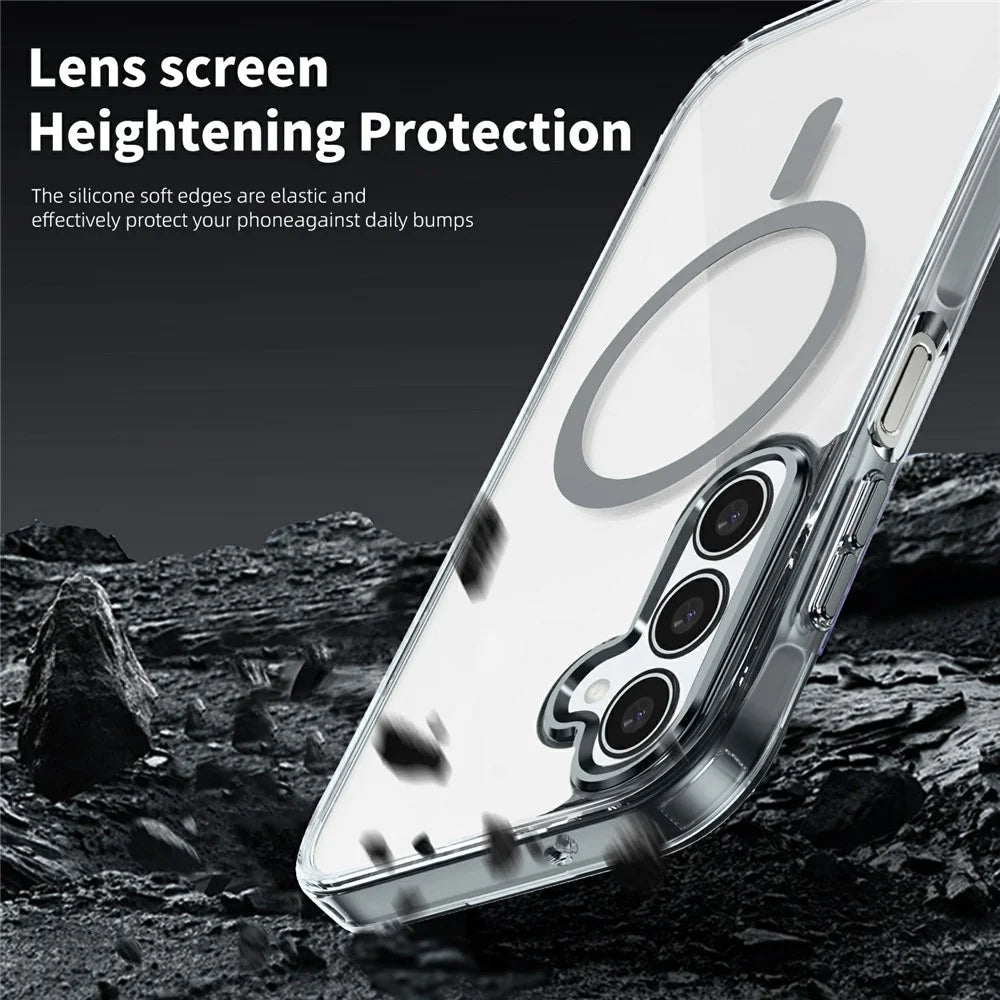 For Samsung Galaxy A16 4G / 5G Magnetic Case TPU+PC Transparent Phone Cover - Transparent - 4