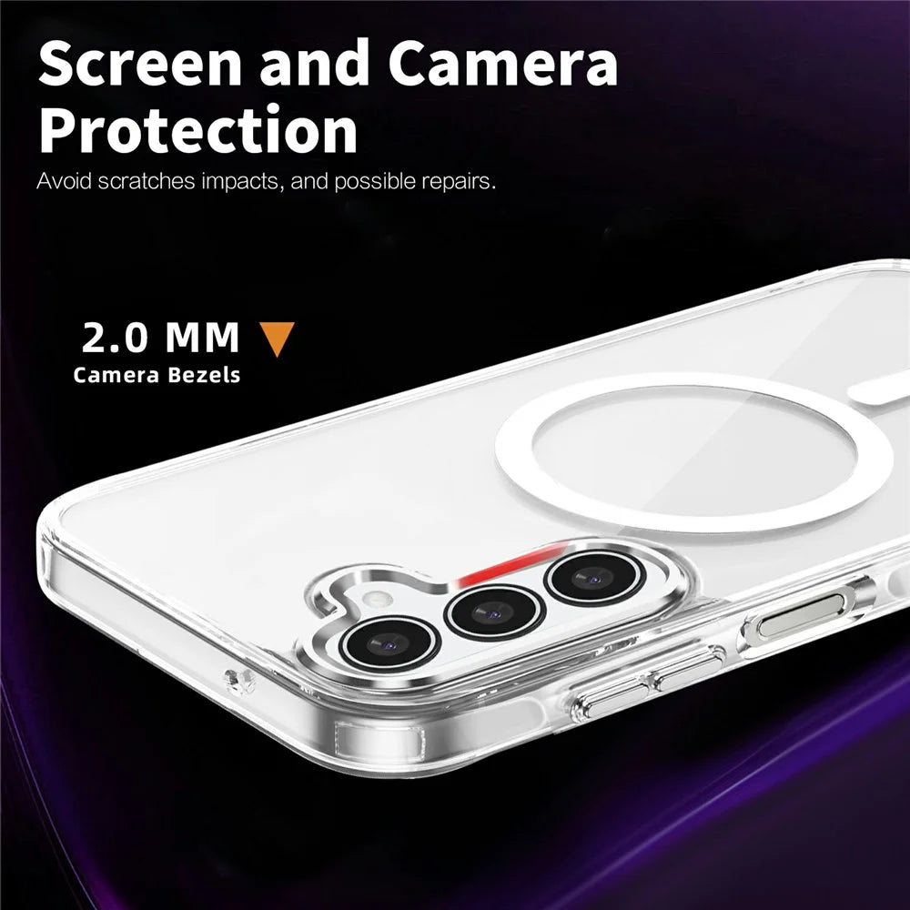 For Samsung Galaxy A16 4G / 5G Magnetic Case TPU+PC Transparent Phone Cover - Transparent - 5