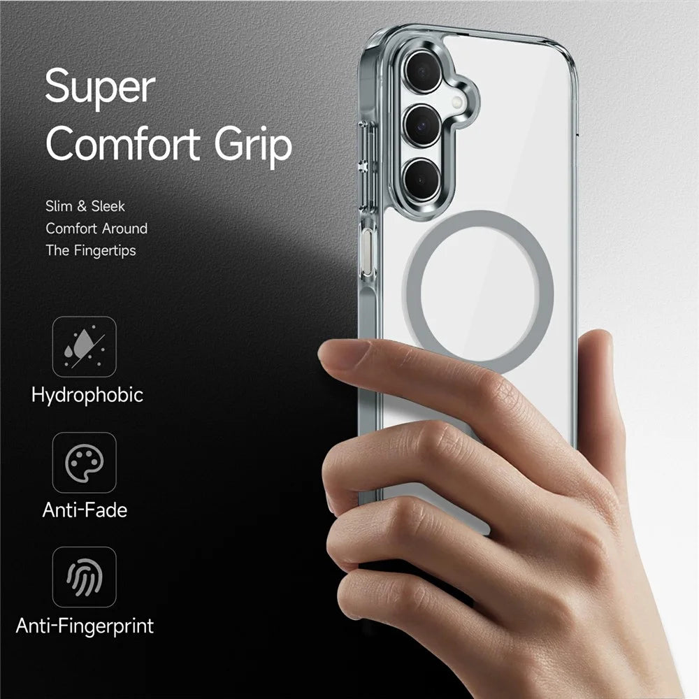 For Samsung Galaxy A16 4G / 5G Magnetic Case TPU+PC Transparent Phone Cover - Transparent - 6