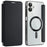 For Samsung Galaxy A06 4G Magnetic Case RFID Blocking Leather Phone Cover - Black - 1
