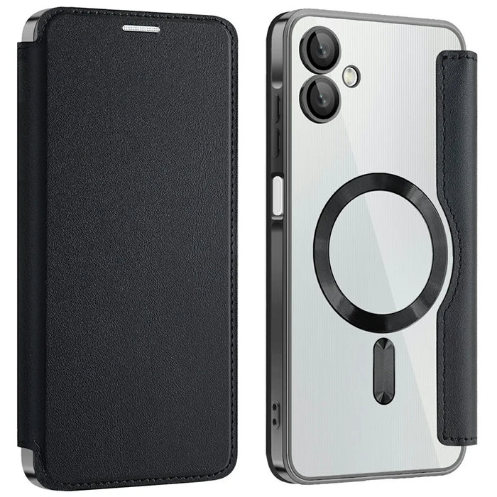 For Samsung Galaxy A06 4G Magnetic Case RFID Blocking Leather Phone Cover - Black - 1