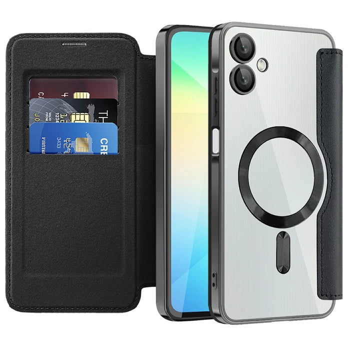 For Samsung Galaxy A06 4G Magnetic Case RFID Blocking Leather Phone Cover - Black - 2