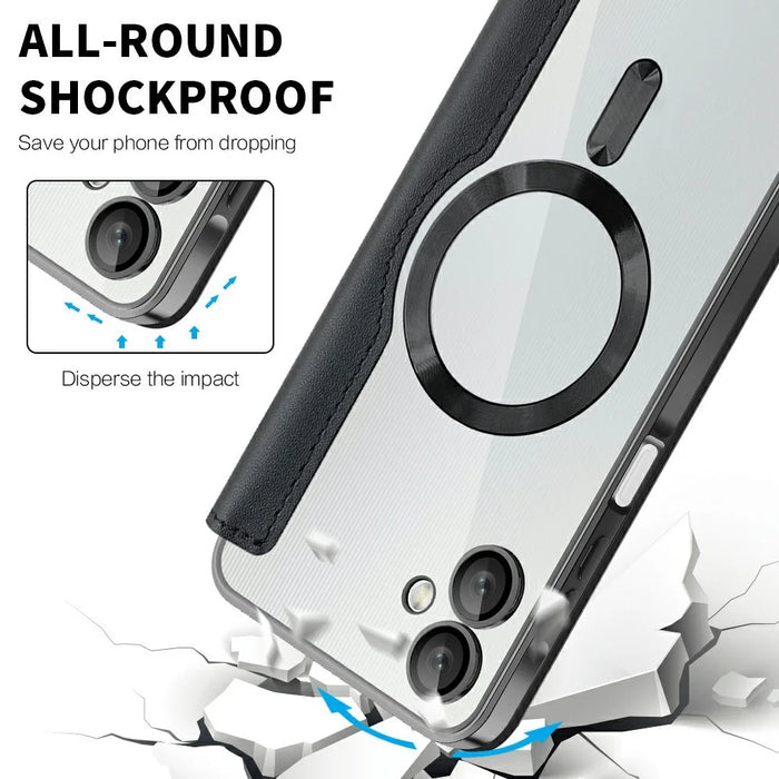 For Samsung Galaxy A06 4G Magnetic Case RFID Blocking Leather Phone Cover - Black - 5
