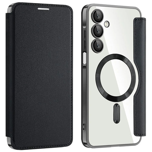 For Samsung Galaxy A16 4G / 5G Magnetic Case RFID Blocking Leather Phone Cover - Black - 1