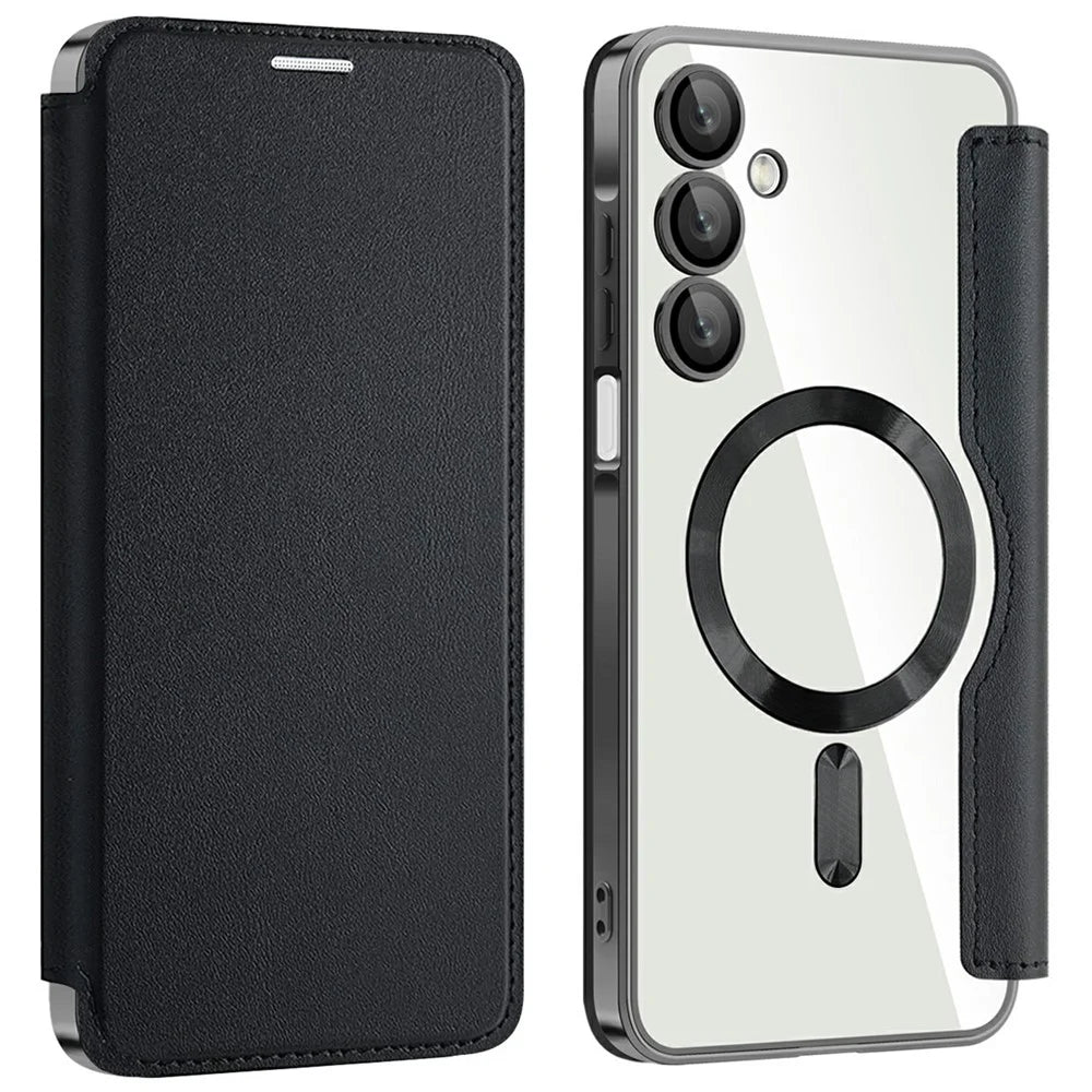 For Samsung Galaxy A16 4G / 5G Magnetic Case RFID Blocking Leather Phone Cover - Black - 1