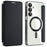 For Samsung Galaxy A16 4G / 5G Magnetic Case RFID Blocking Leather Phone Cover - Black - 1
