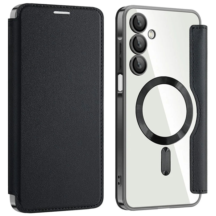 For Samsung Galaxy A16 4G / 5G Magnetic Case RFID Blocking Leather Phone Cover - Black - 1