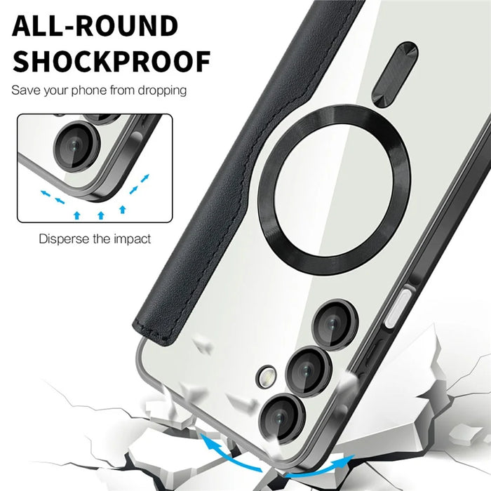 For Samsung Galaxy A16 4G / 5G Magnetic Case RFID Blocking Leather Phone Cover - Black - 5