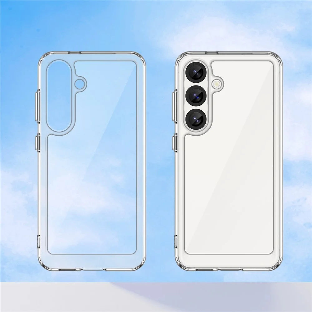 WANLONFENG MF Series for Samsung Galaxy S25 Case TPU+Acrylic Clear Phone Cover with Tempered Glass Film - 3