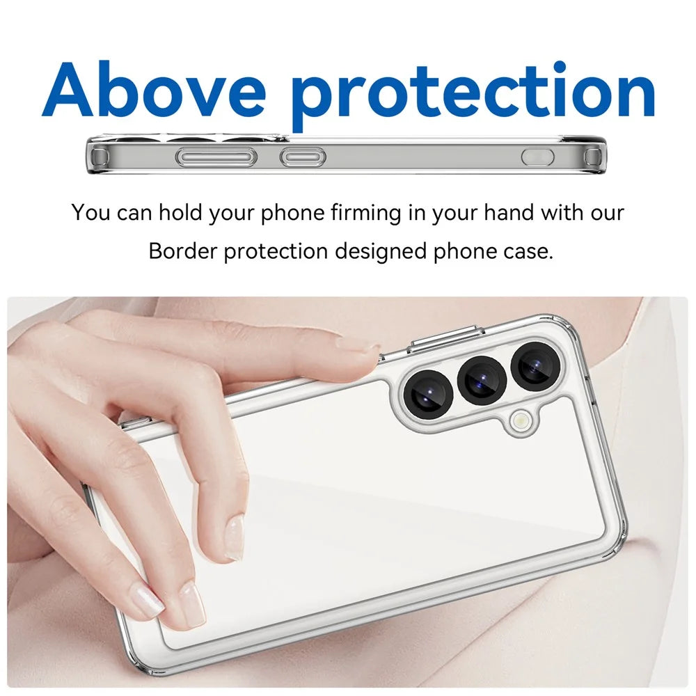 WANLONFENG MF Series for Samsung Galaxy S25 Case TPU+Acrylic Clear Phone Cover with Tempered Glass Film - 5