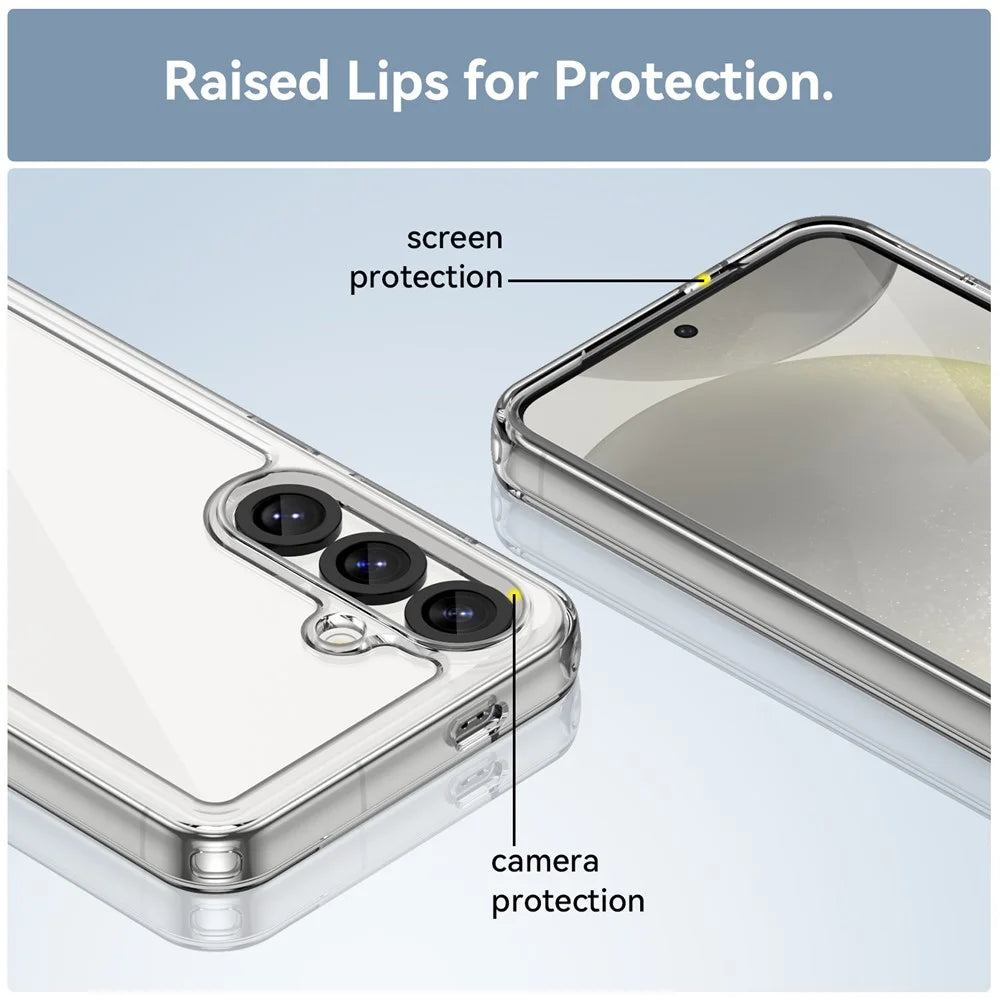 WANLONFENG MF Series for Samsung Galaxy S25 Case TPU+Acrylic Clear Phone Cover with Tempered Glass Film - 7