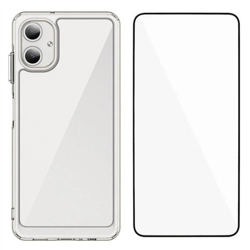 WANLONFENG MF Series for Samsung Galaxy A06 4G Case TPU+Acrylic Clear Phone Cover with Tempered Glass Film - 1
