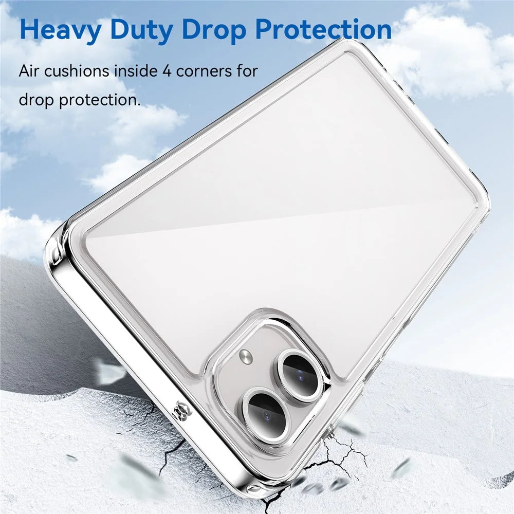 WANLONFENG MF Series for Samsung Galaxy A06 4G Case TPU+Acrylic Clear Phone Cover with Tempered Glass Film - 4