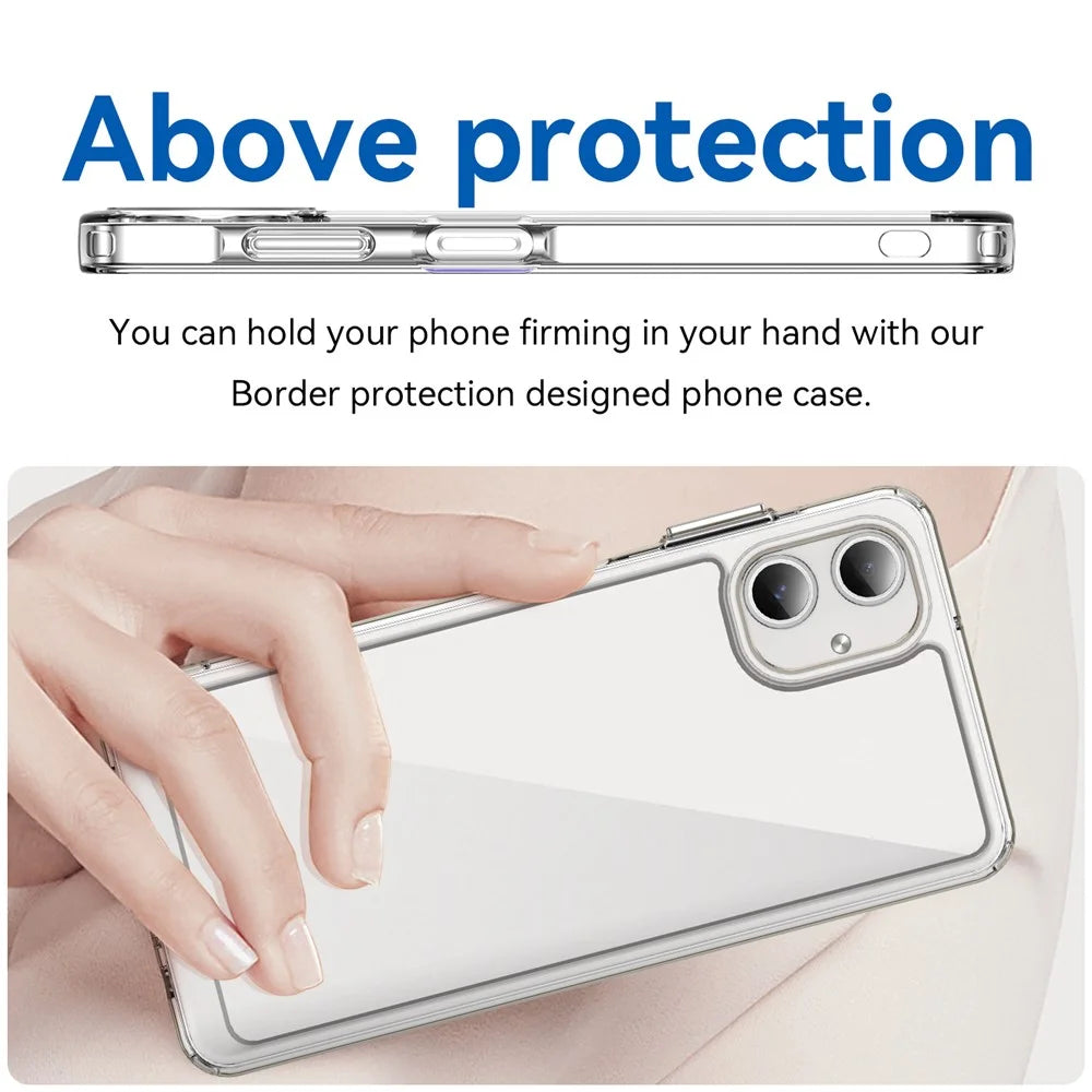 WANLONFENG MF Series for Samsung Galaxy A06 4G Case TPU+Acrylic Clear Phone Cover with Tempered Glass Film - 5