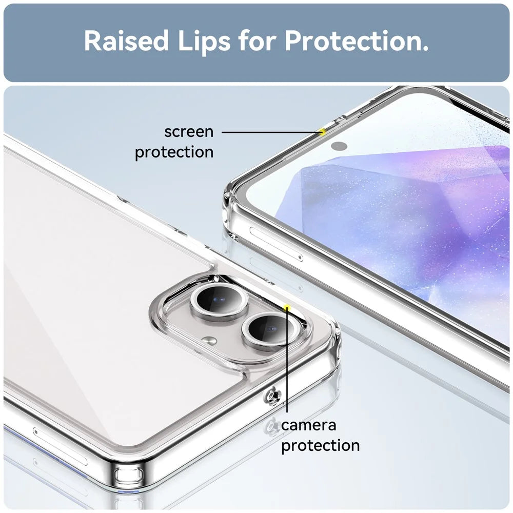 WANLONFENG MF Series for Samsung Galaxy A06 4G Case TPU+Acrylic Clear Phone Cover with Tempered Glass Film - 7