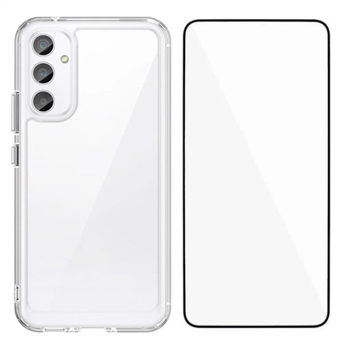 WANLONFENG MF Series for Samsung Galaxy A34 5G Case TPU+Acrylic Clear Phone Cover with Tempered Glass Film - 1