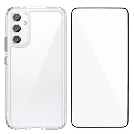 WANLONFENG MF Series for Samsung Galaxy A34 5G Case TPU+Acrylic Clear Phone Cover with Tempered Glass Film - 1