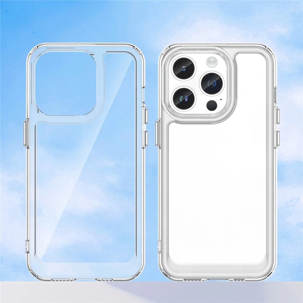 WANLONFENG MF Series for iPhone 14 Pro Max Case TPU+Acrylic Clear Phone Cover with Tempered Glass Film - 3