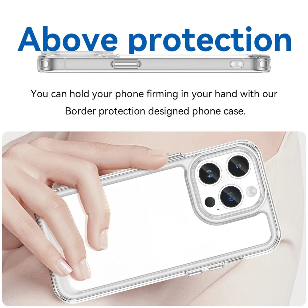 WANLONFENG MF Series for iPhone 14 Pro Max Case TPU+Acrylic Clear Phone Cover with Tempered Glass Film - 5